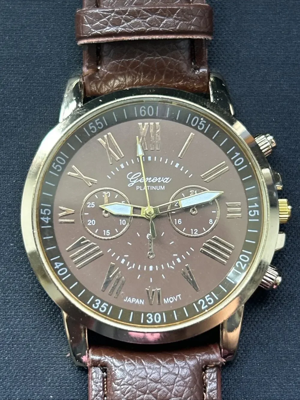 Geneva Platinum Gold Tone Brown Dial And Case Quartz Watch
